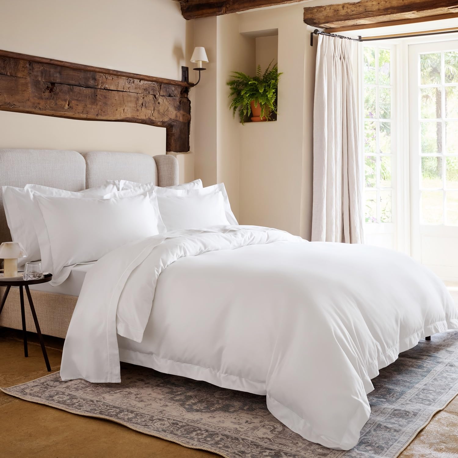 Christy White Premium Sateen King Duvet Set | 500 Thread Count | Timeless Design | Super Soft And Silky Finish |
