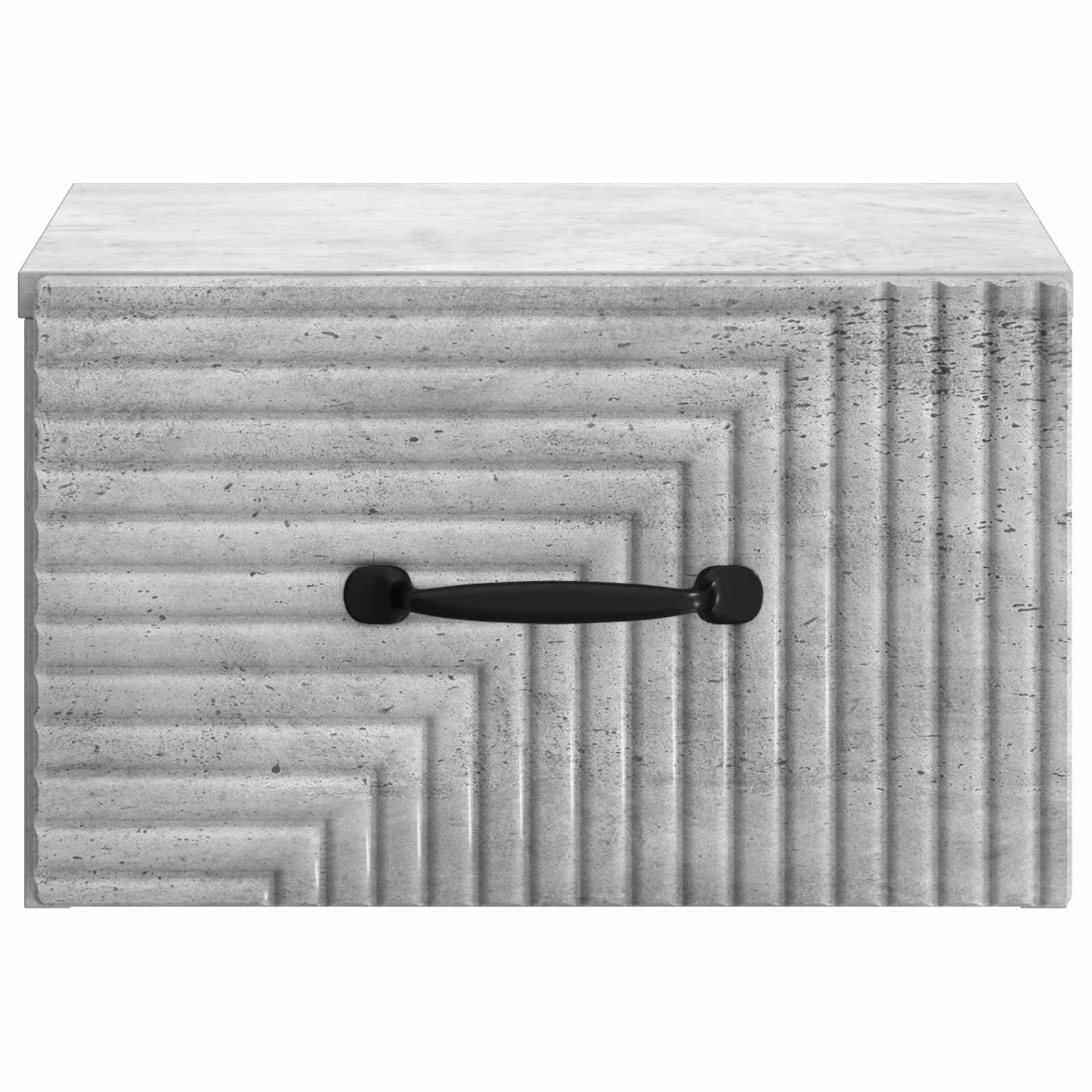 Comodino da notte a muro Grigio Cemento 34,5 x 33 x 20 cm con cassetto e scaffale, supporto organizer per camera da letto, finitura resistente, soluzione salvaspazio moderna