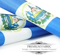 Vista 5 de Anley El Salvador Deluxe - Juego de banderas de escritorio de 6 x 4 pulgadas en miniatura salvadoreño SV con poste sólido de 12 pulgadas, color vivo