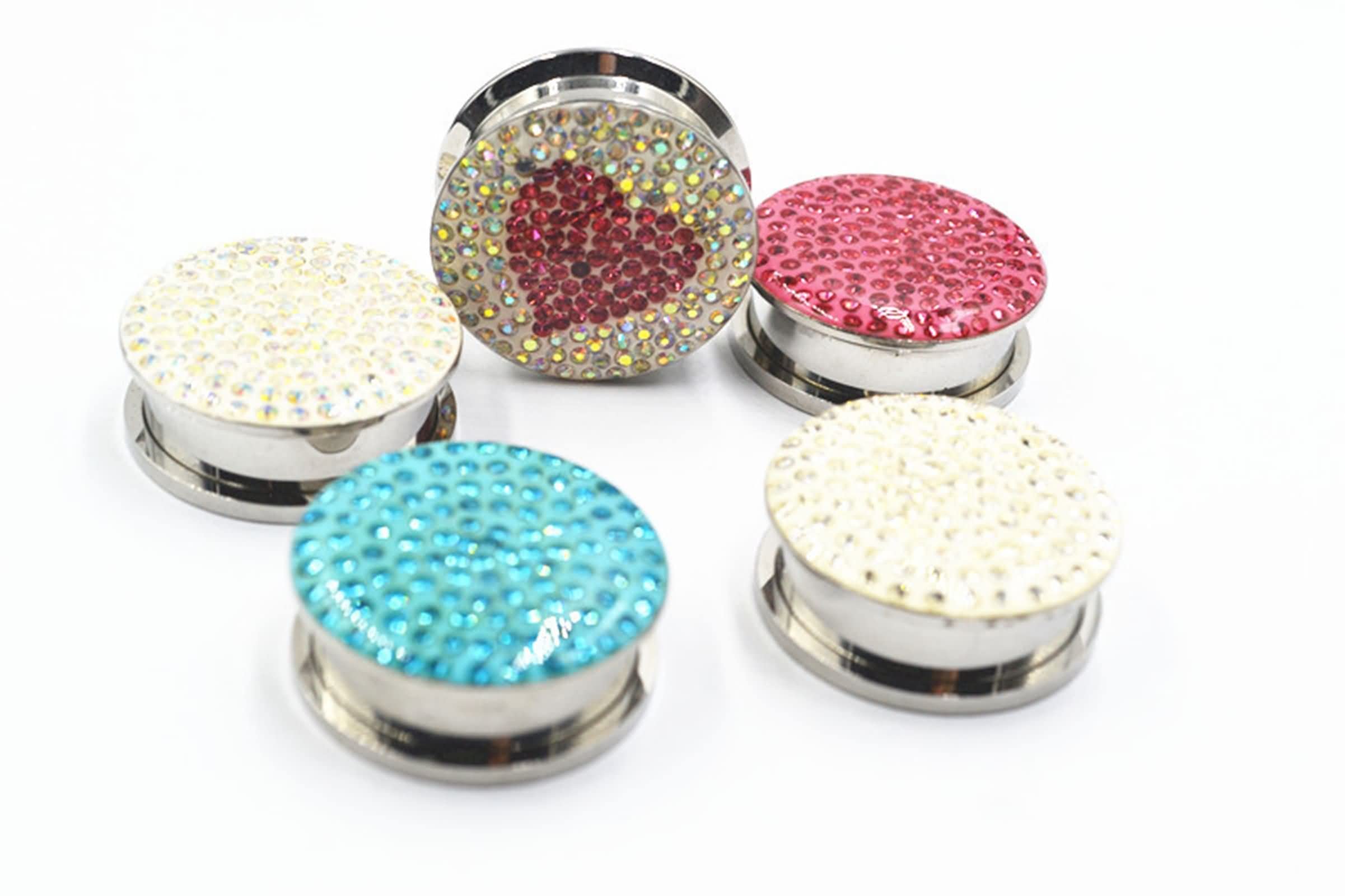 Daesar Plugs 5-25MM, Ohrringe Tunnel Edelstahl Rund Zirkonia mit Schraubverschluss Ohr Expander Set Piercing Tunnel Plug
