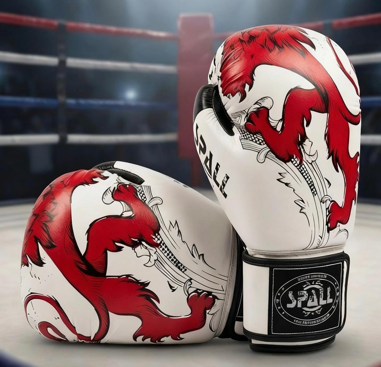 GAM Dragon Boxing Gloves, Pro Training Sparring, Maya Hide Leather, Muay Thai MMA Kickboxing, Men Women Adult Kids,Heavy Punching Bag Mitts Pads Workout,Ventilated Palm Multi Layered. (Red, 10oz)