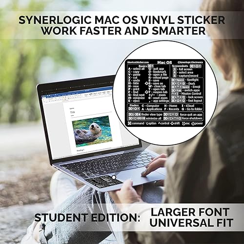 Miniatura 3 de SYNERLOGIC Adhesivo de acceso directo para teclado de referencia para Mac OS (universal para Mac), vinilo laminado sin residuos, para cualquier
