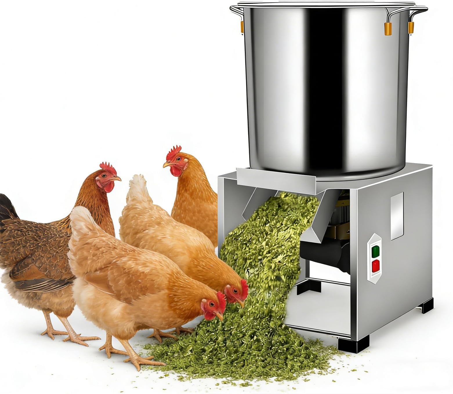 Electric Poultry Feed Processor, Commercial Vegetable Chopper, Heavy Duty Stainless Steel Shredder Cutter With 4 Blades, 3500 Rpm Fast Slicing, For Farms, Livestock Breeding, And Ranches