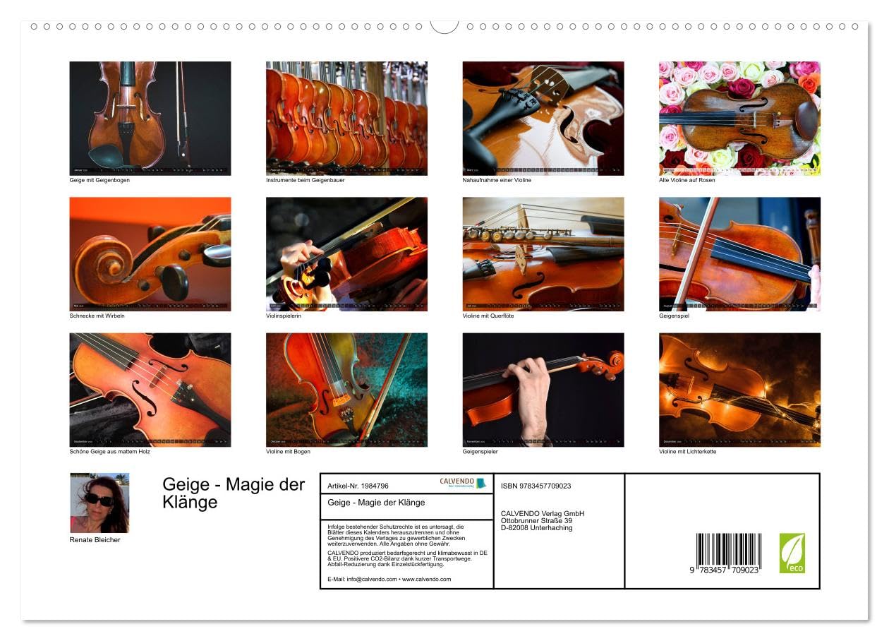 Geige - Magie der Klänge (hochwertiger Premium Wandkalender 2026 DIN A2 quer), Kunstdruck in Hochglanz: Stimmungsvolle Bilder und Nahaufnahmen verschiedener Violinen (CALVENDO Kunst)
