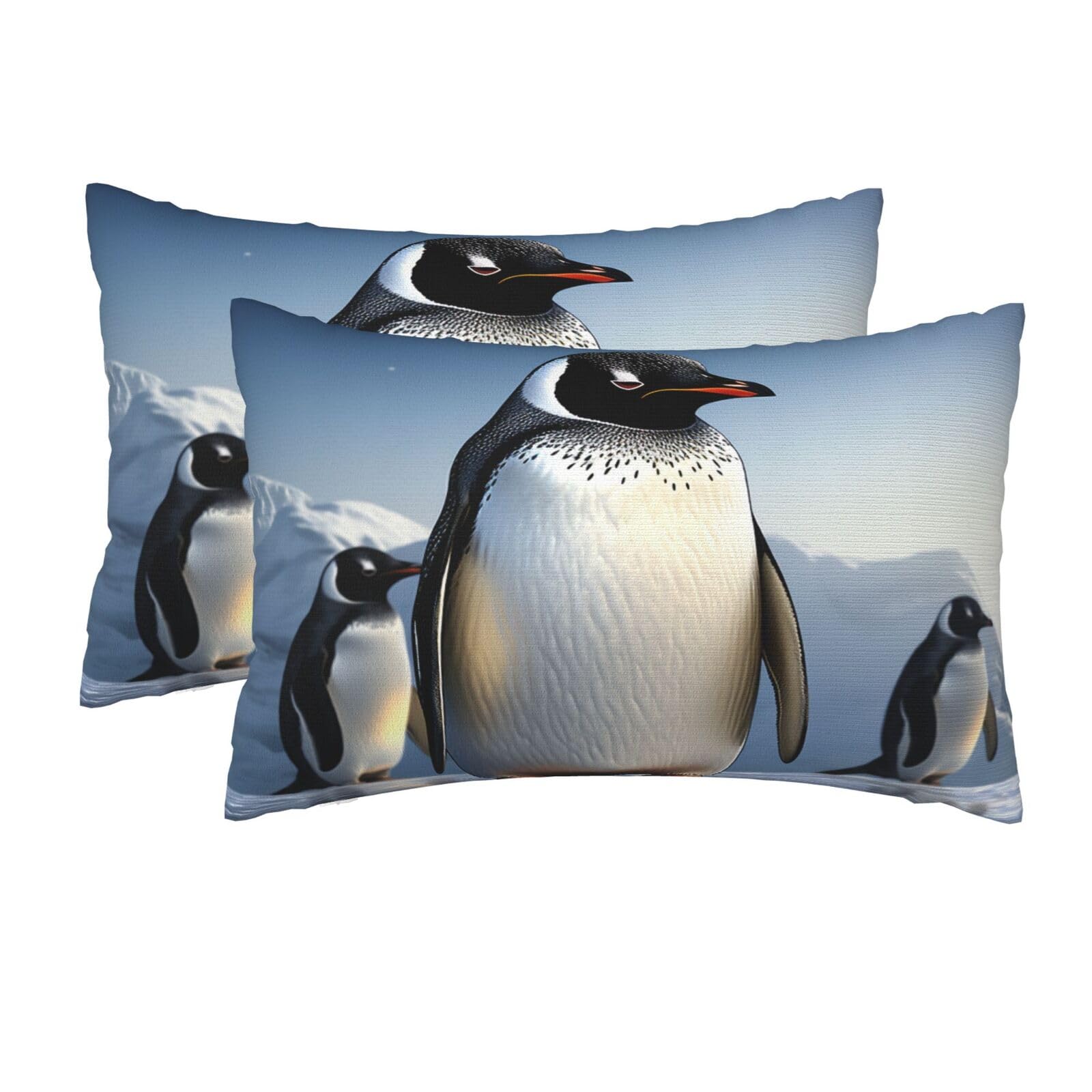 2 Pack Queen Pillow Cases with Hidden Zipper, Soft Breathable Pillow Covers for Hair and Skin, Penguin Pillowcases 20"x30" Bed Pillow Protectors Cover for Sleeping Gifts