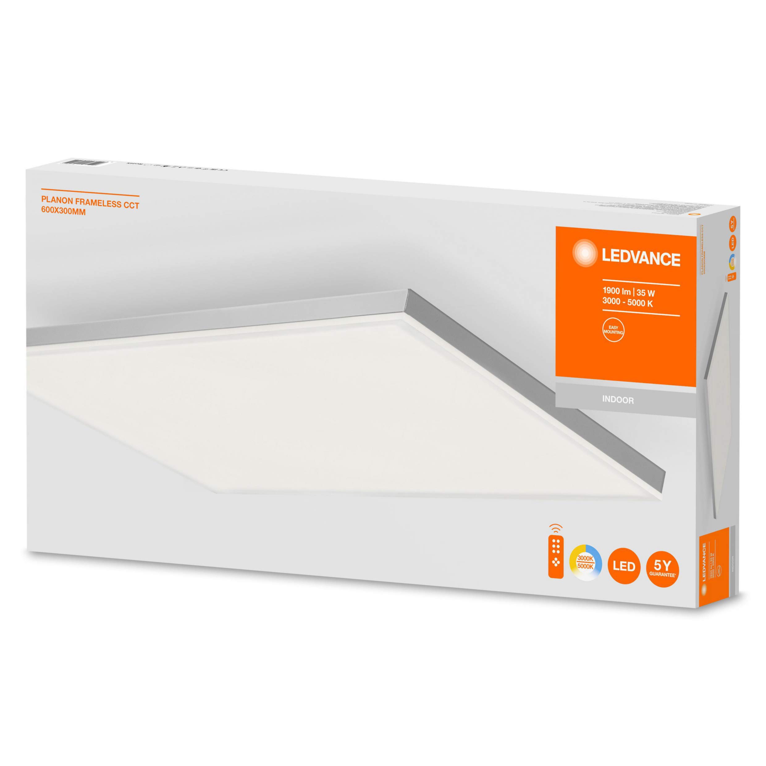 Ledvance LED Panel-Leuchte, Leuchte für Innenanwendungen, Farbtemperaturwechsel, Länge: 60x30 cm, Planon Frameless