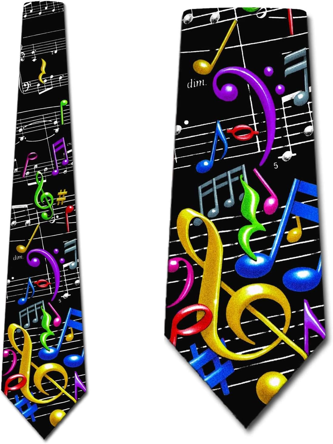 Three Rooker Musical Ties Mens Colorful Music Note Necktie Staff and Notes Tie