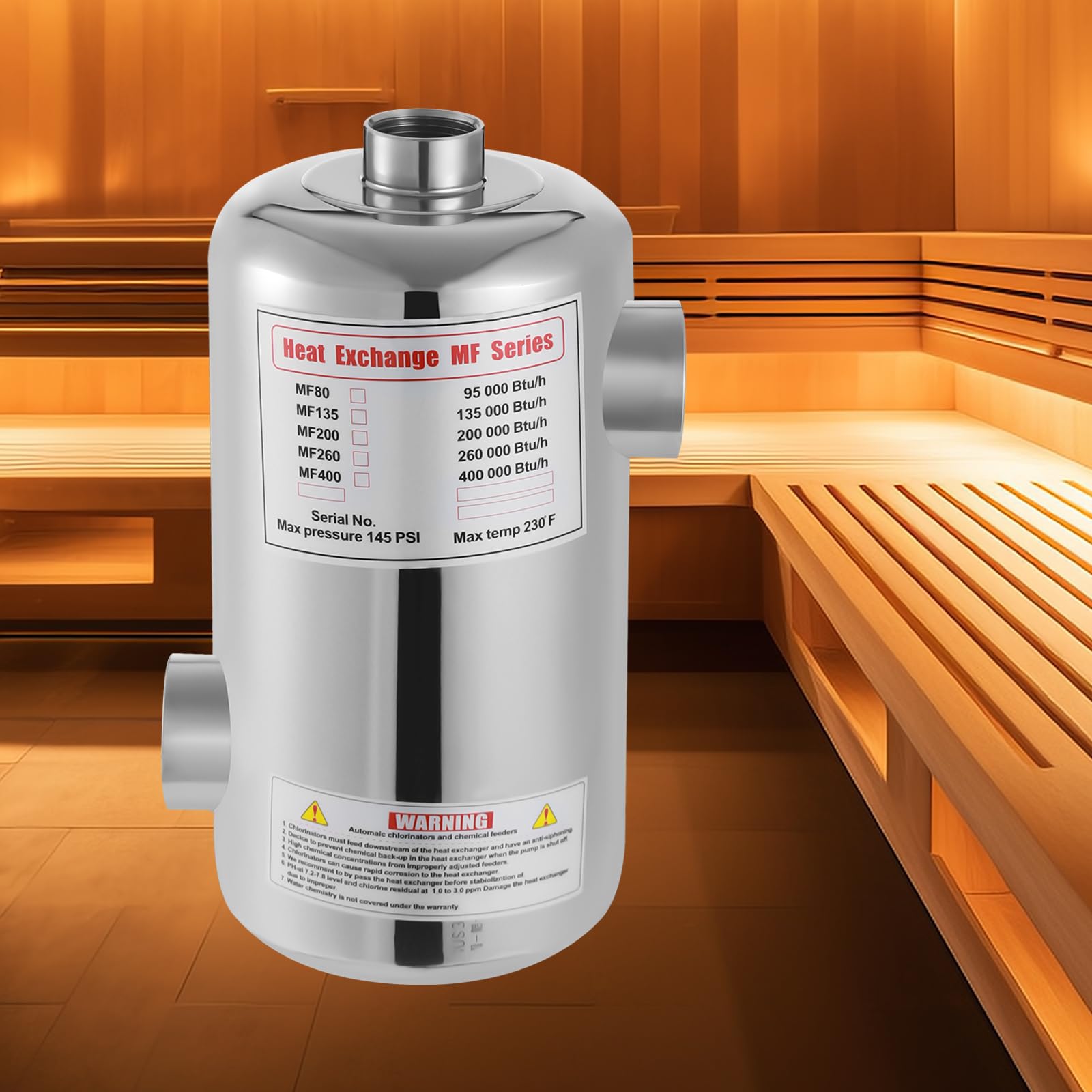 Intercambiador de calor para piscina, 28 kW, calentador de piscina, acero inoxidable, intercambiador de calor para sistema de piscina, 150 L/min flujo de agua de piscina, 18 L/min flujo de agua
