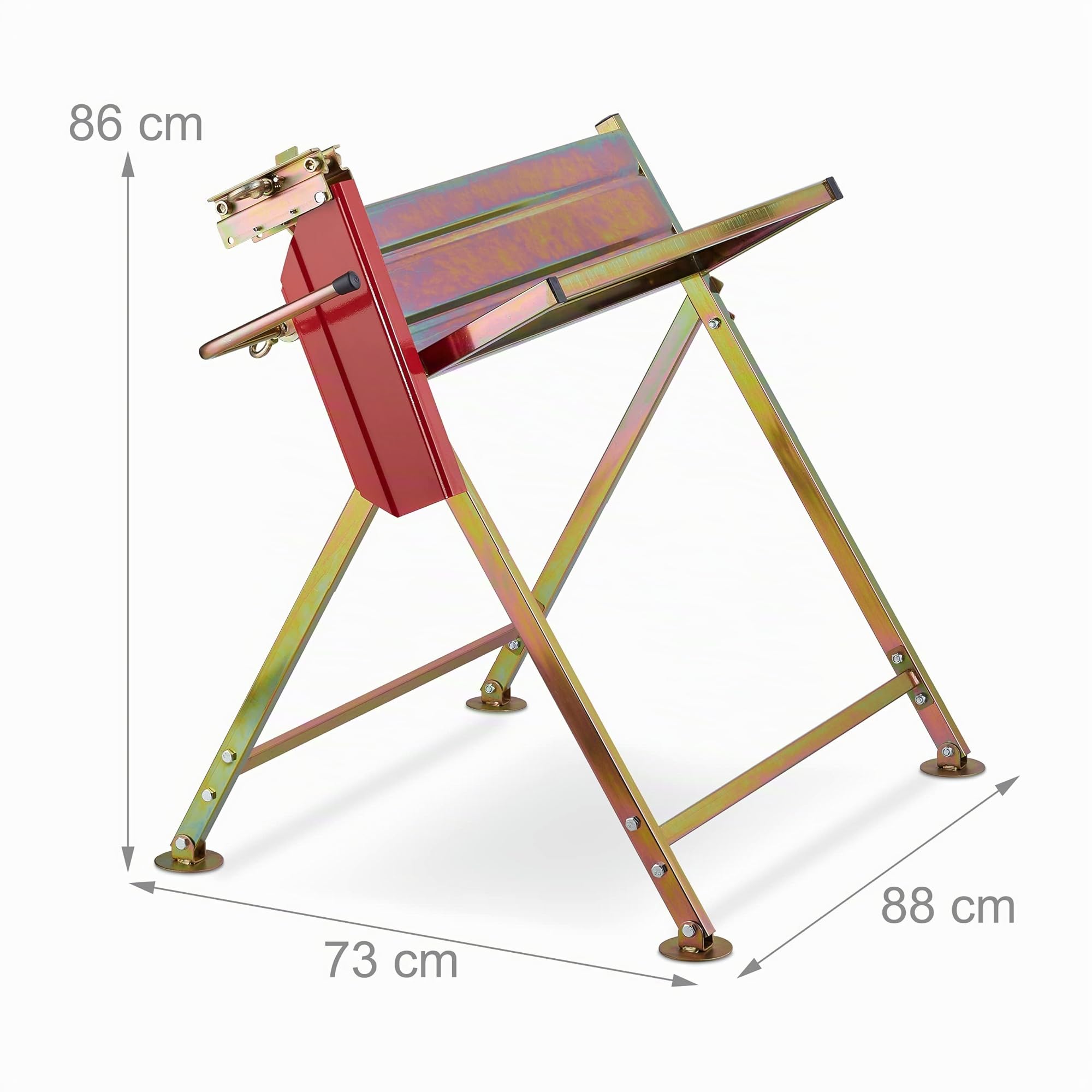 Relaxdays Chevalet sciage, Support pour tronçonneuse, protège-Guide, Barre Mesure Coupe, Charge Max. 120 kg, métal, doré