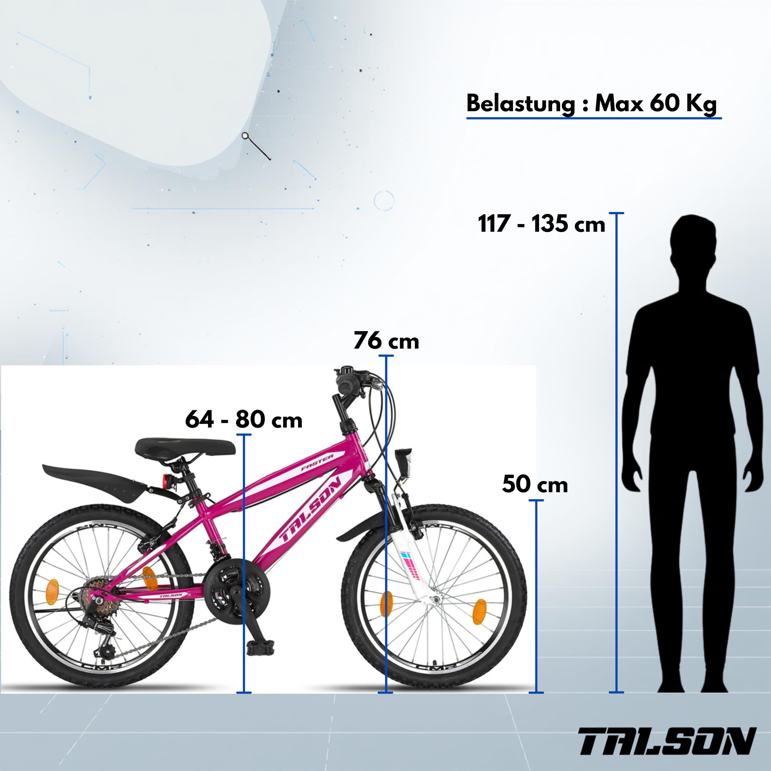 Talson 20 Zoll Fahrrad 18-Gang Shimano Mountainbike - mit Gabelfederung und Beleuchtung Neu Lila