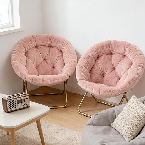 Miniatura 2 de Magshion Silla platillo para adultos, cómoda silla de sala de estar para dormitorio, esquina, dormitorio, apartamento, asiento circular esponjoso