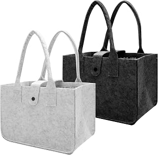 2 Pieces Felt Bags, Shopping Bag, Felt Bag, Shopping Basket, Foldable Felt Bags, Shopper, Small, Felt Basket, Carrying Bag, Felt, Felt Shopper 30 * 20 * 18cm Light Grey And Dark Gray For Shopping And