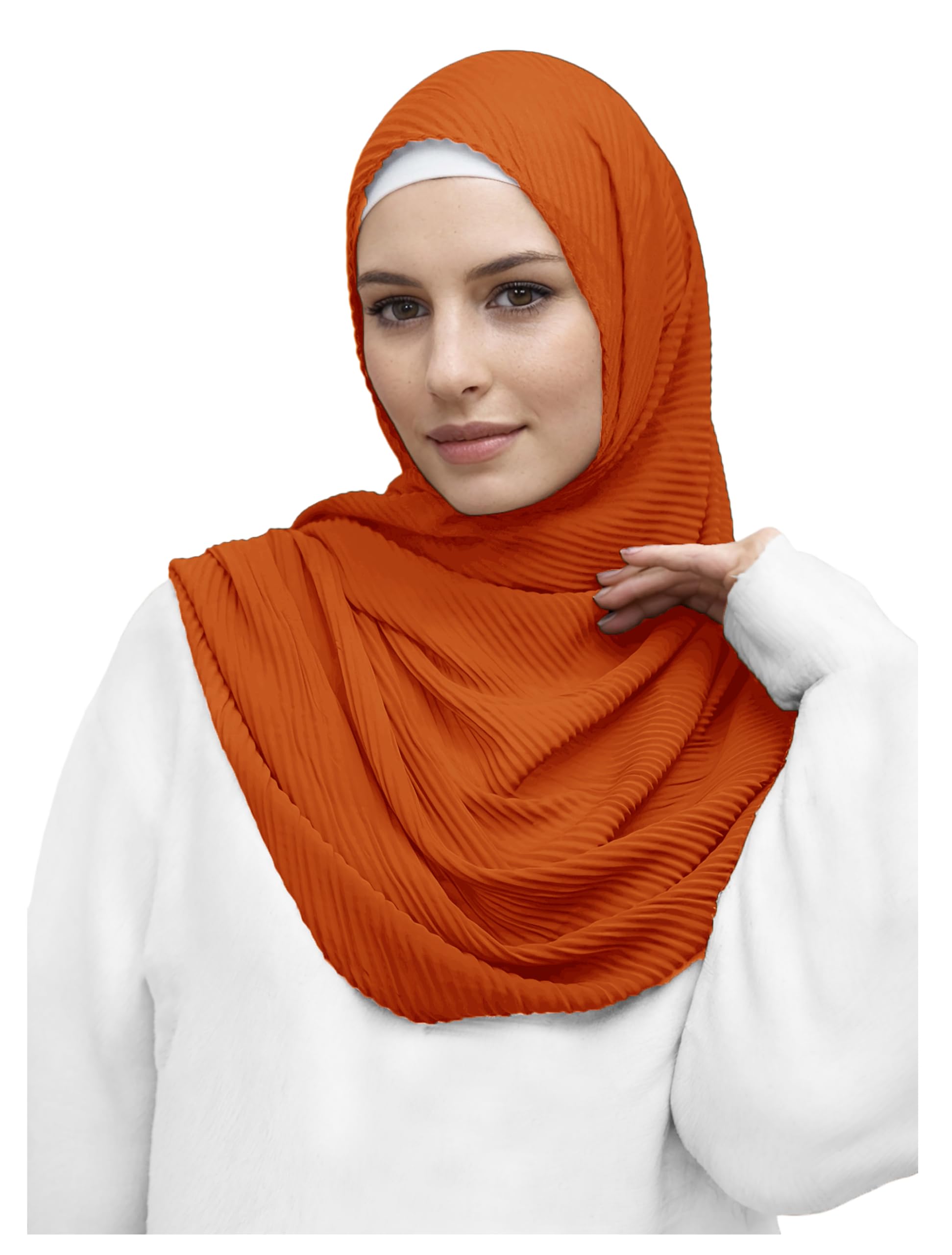 Lina & Lily Sciarpa Hijab Istantanea In Jersey Di Modale - Slip-On Pre-cucita - Marrone Scuro - Morbida E Antiscivolo - 3