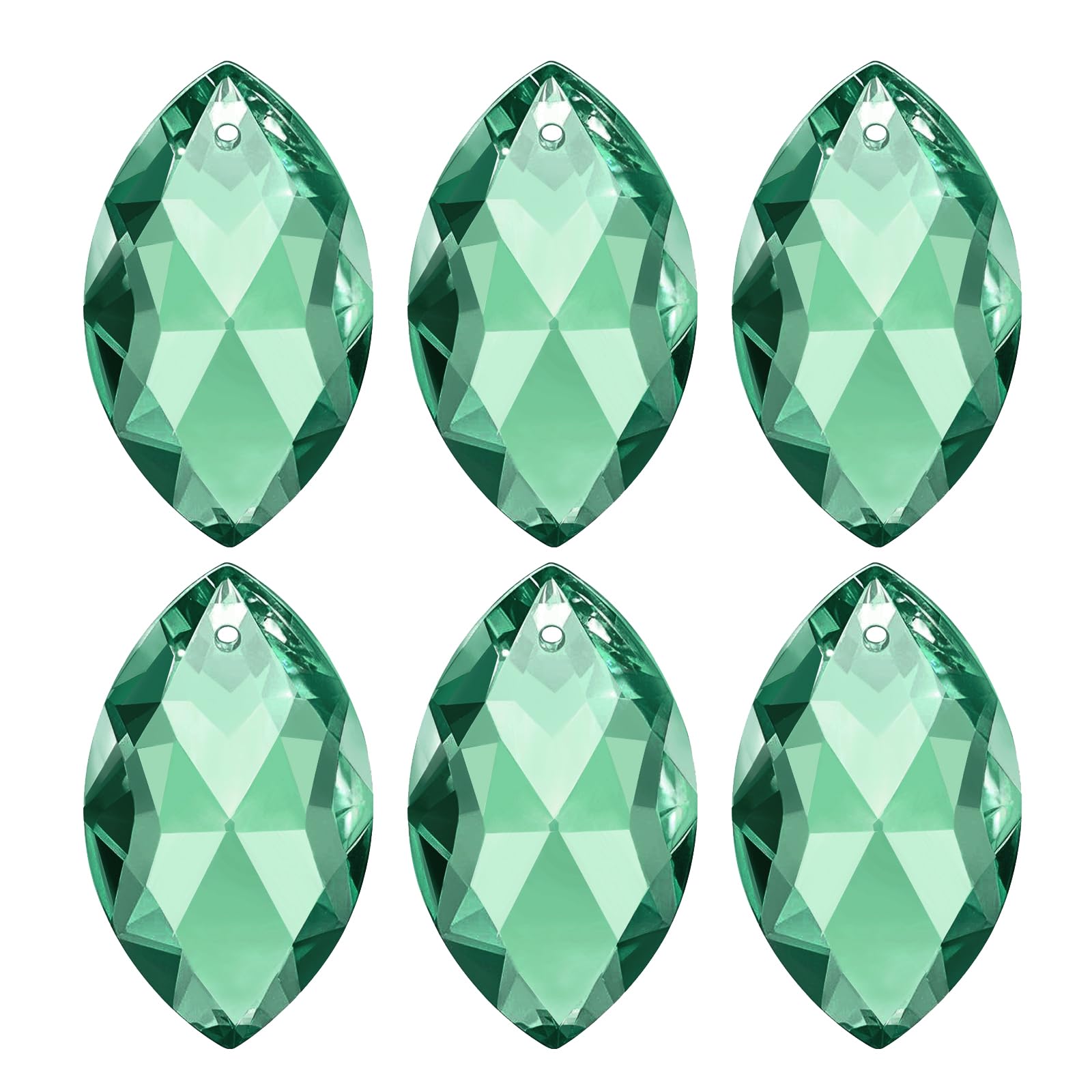 PATIKIL 6 Pezzi Pendenti In Cristallo, 38mm, Ovali, Verde Scuro, Acchiappasole in cristallo, Pendenti per Lampadario Decorazione, Finestra, Giardino, Casa