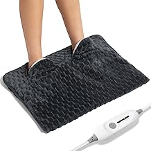 Electric Heated Foot Warmer Soft Flannel Foot Heater with 2h Auto Off & 3 Heat Levels Full Body Use Heating Pad for Feet, Abdomen, Cramps, Pain Relief Pocket Design 16" x 22" Dark Grey