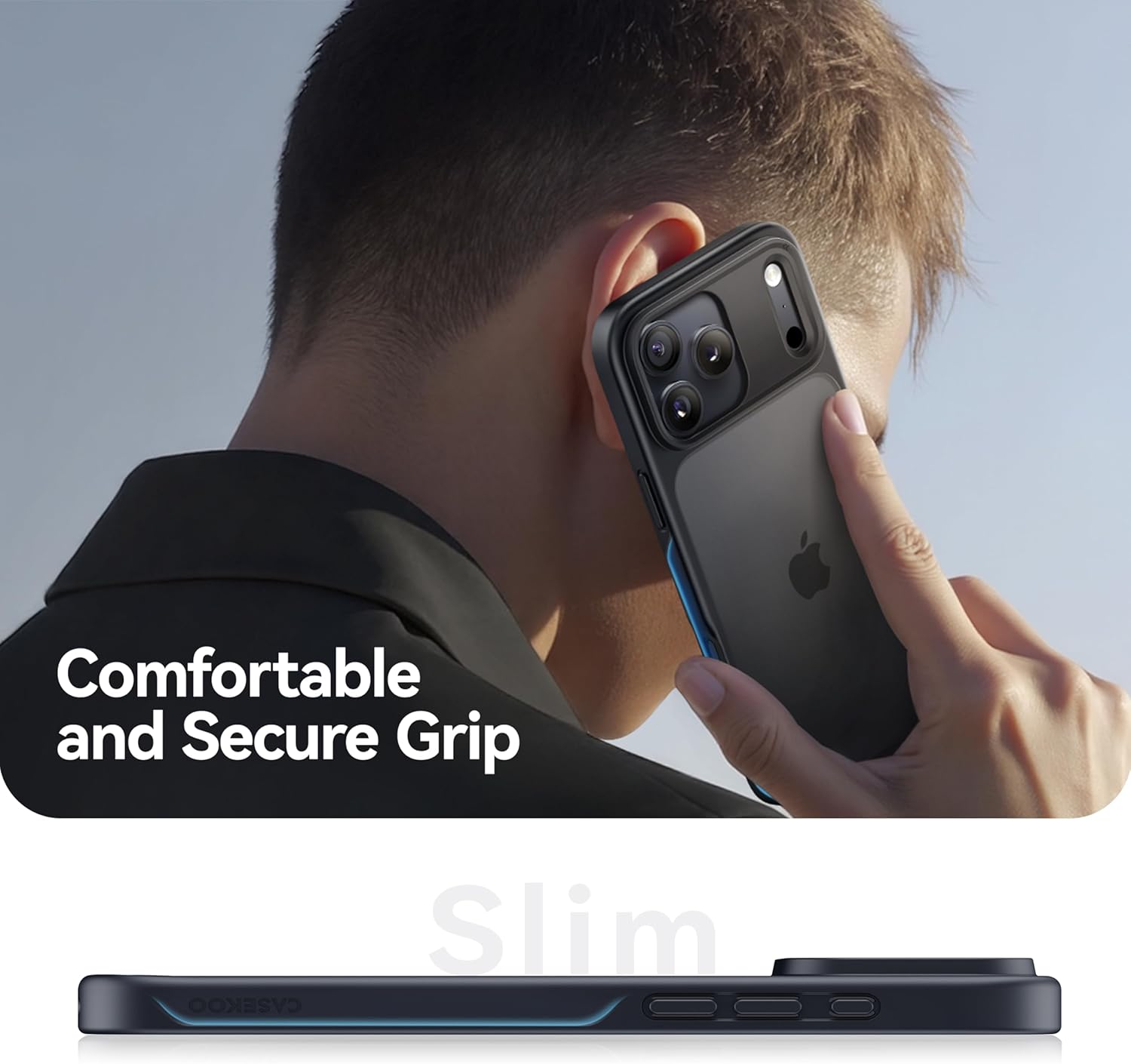 CASEKOO for iPhone 17 Pro Case, [Never Yellow Technology] [Mil-Grade Drop Protection] Translucent Slim Cover Women Men for iPhone 17 Pro Phone Case 6.3 inch, Frosted Black - Image 5