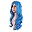 MapofBeauty 24 Inch/60 cm Charming Synthetic Long Wavy Side Bangs Women Party Anime Cosplay Wig (Mixed Vivid Blue)