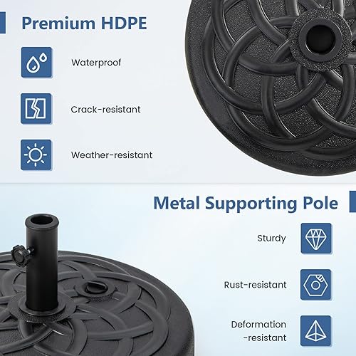 Miniatura 9 de Tangkula Soporte de base de paraguas rellenable, relleno de agua y arena, soporte de peso resistente para sombrilla de patio de 1.5 a 1.9 pulgadas,