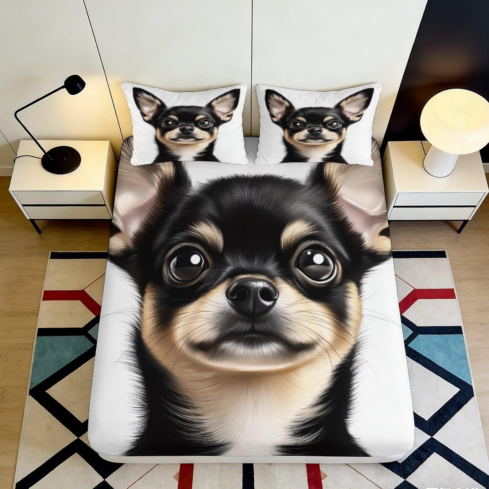 Pnayamiorkfel Style-6 3D Printed Chihuahua Dog Fitted Sheet Microfiber Anti-Slip Bed Cover Bedroom Decor For Home Guest Room Machine Washable 90X200x25cm