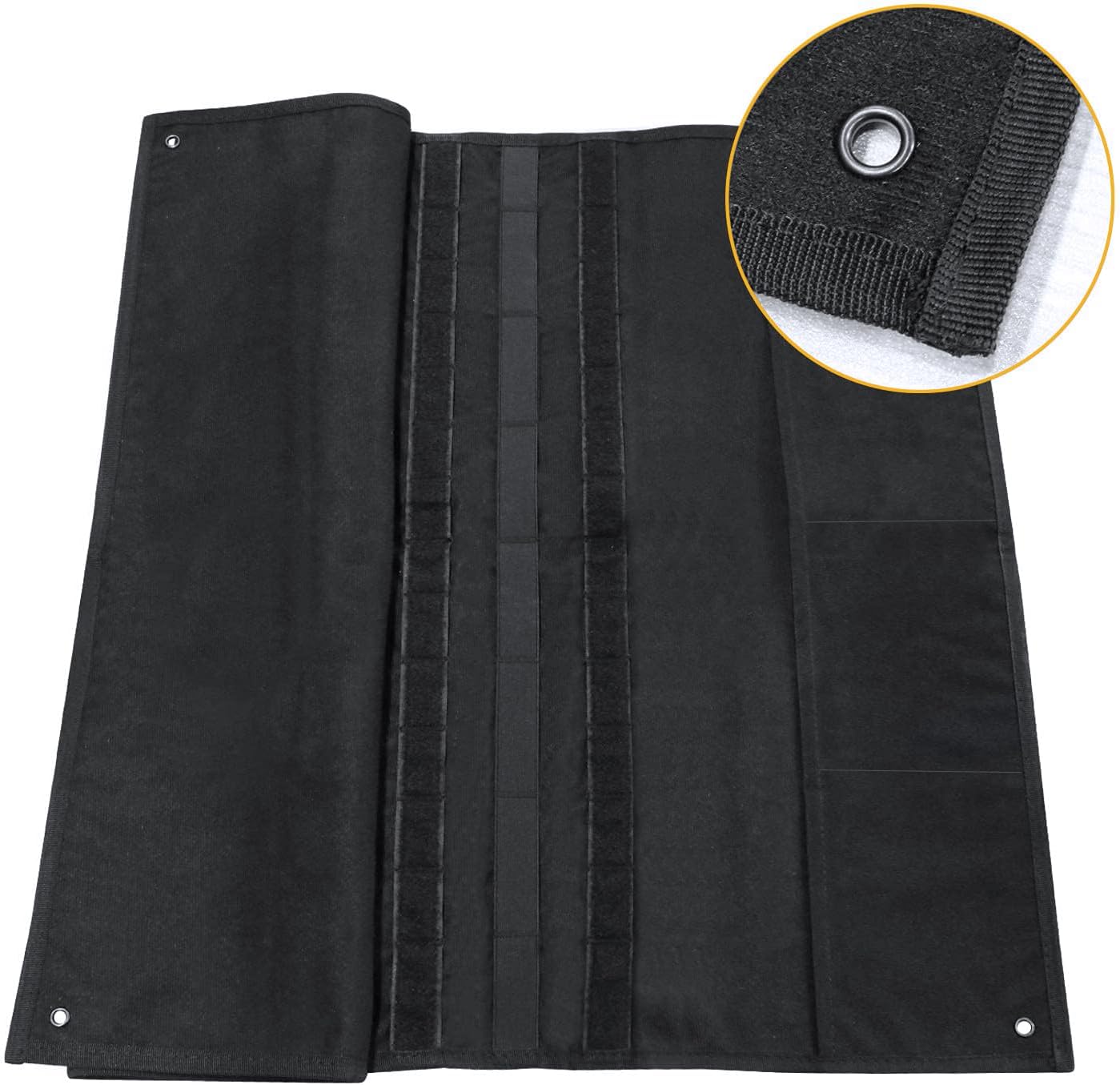 Tactical Military Patch Holder Board Hook & Loop Morale Patch Panel (Black, 58x88cm with MOLLE Webbing Pockets)