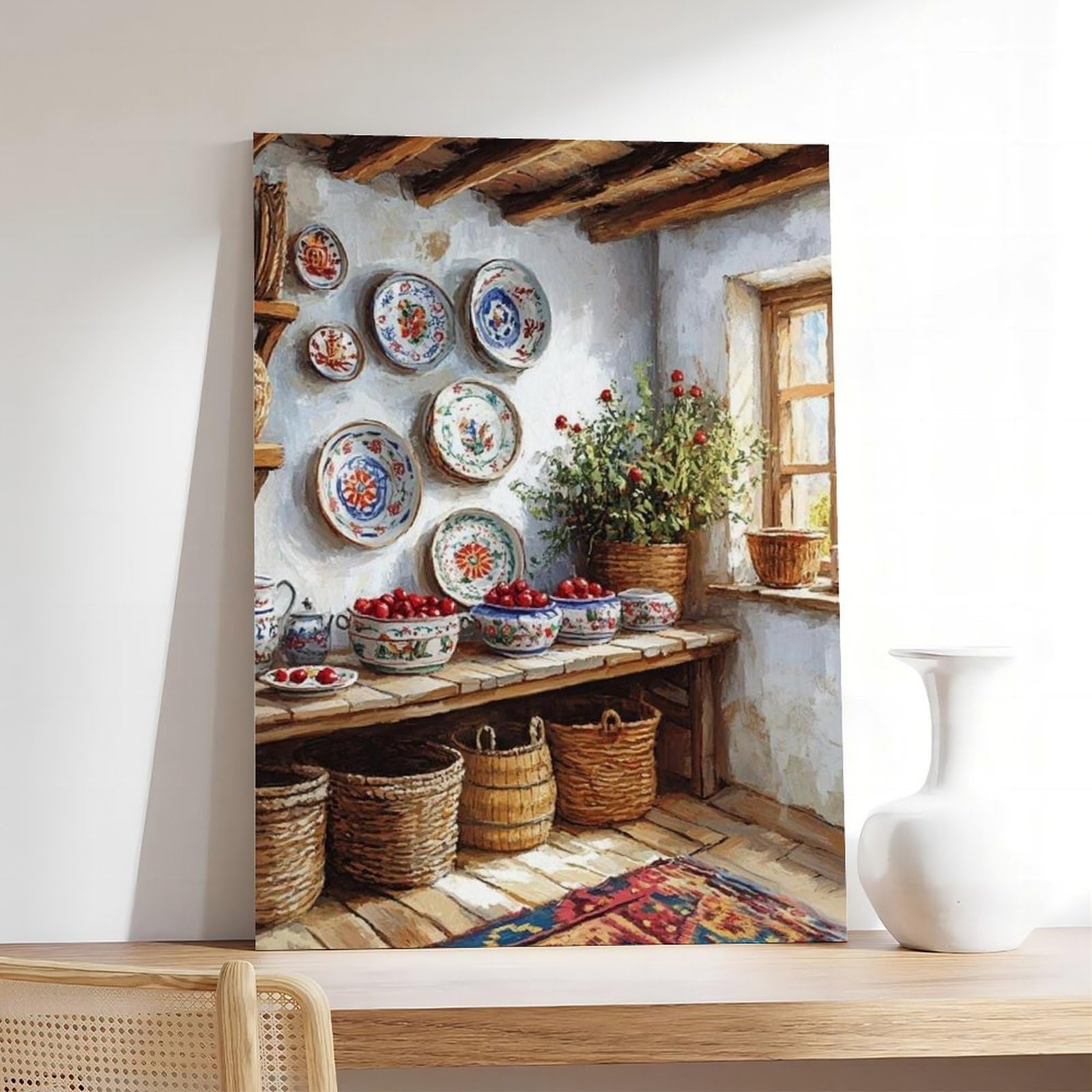 UTGN Granatapfel-Keramik-Poster auf Leinwand, Wandkunstdruck, Bild, Gemälde, 50 x 75 cm