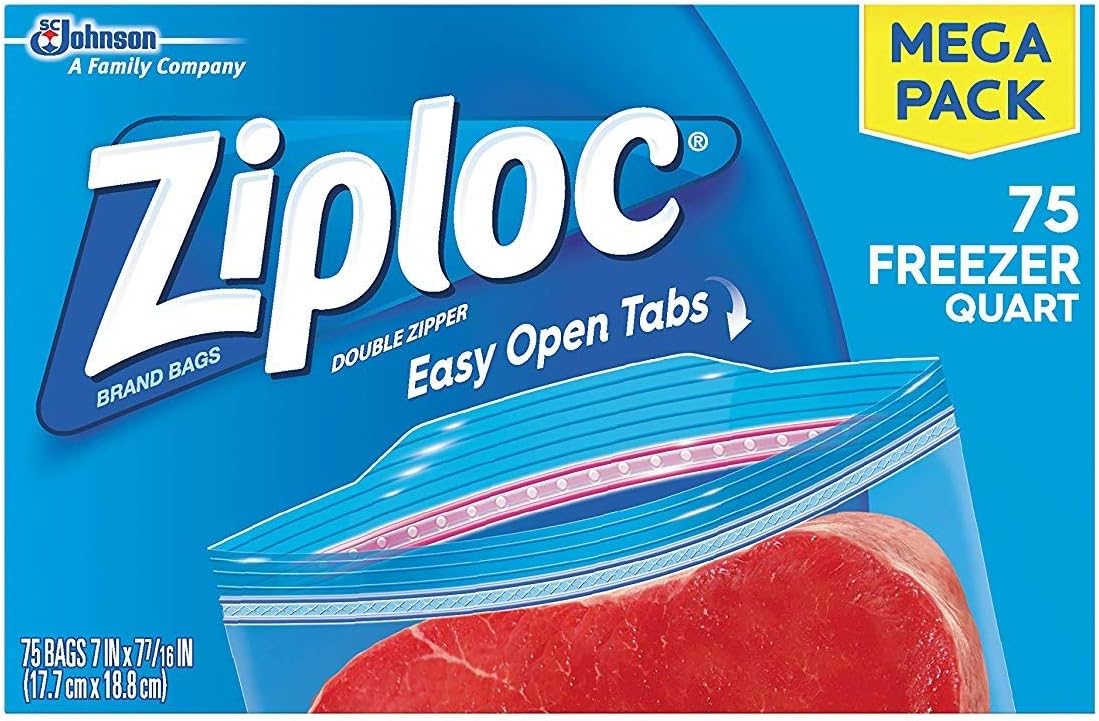 Ziploc Freezer Bags, Quart, 75 ct (2 Pack) Health & Household