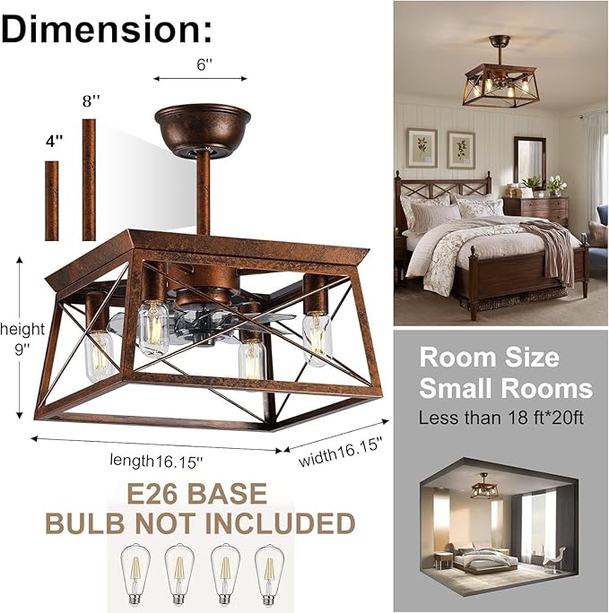 Ventilador de Techo 16 Pulgadas Con Luz y Control Remoto 110 miniatura 2