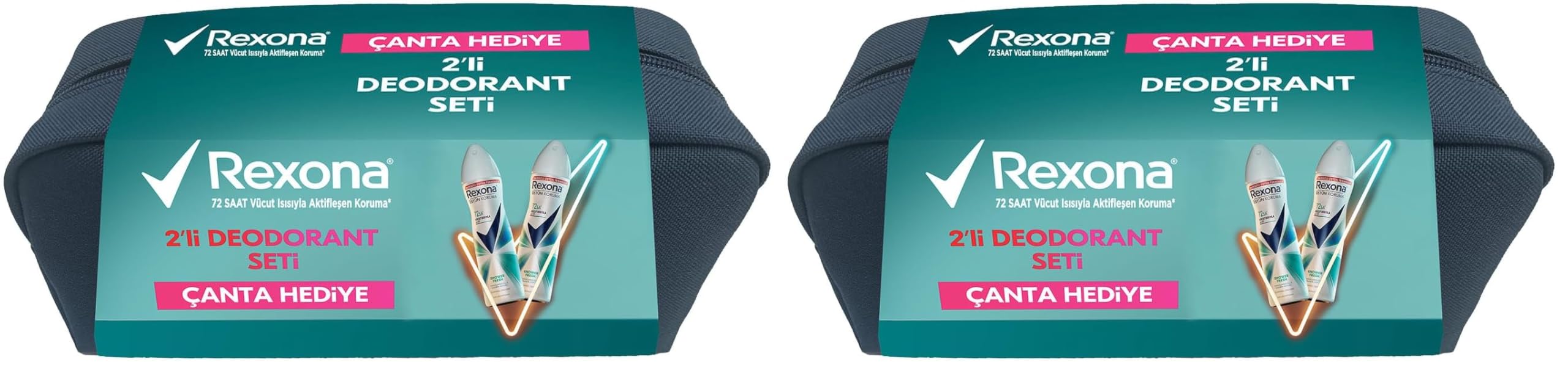 Rexona Shower Fresh Deodorant 2x150Ml ve Çanta Seti (2 paketi)