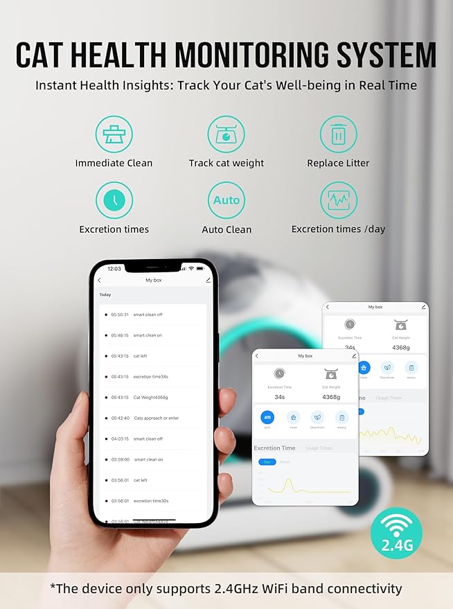 Introducing the EXPEDMAN automatic cat litter box, the ultimate solution for cat owners looking for convenience and safety. The patented design eliminates the risk of cats being trapped with its integrated litter box and trash bin structure, ensuring 100% safety for your furry friend. Say goodbye to traditional drawer-style litter collection methods and hello to a dynamic poop collection system that can handle the needs of cats weighing up to 13 pounds for up to 15 days.