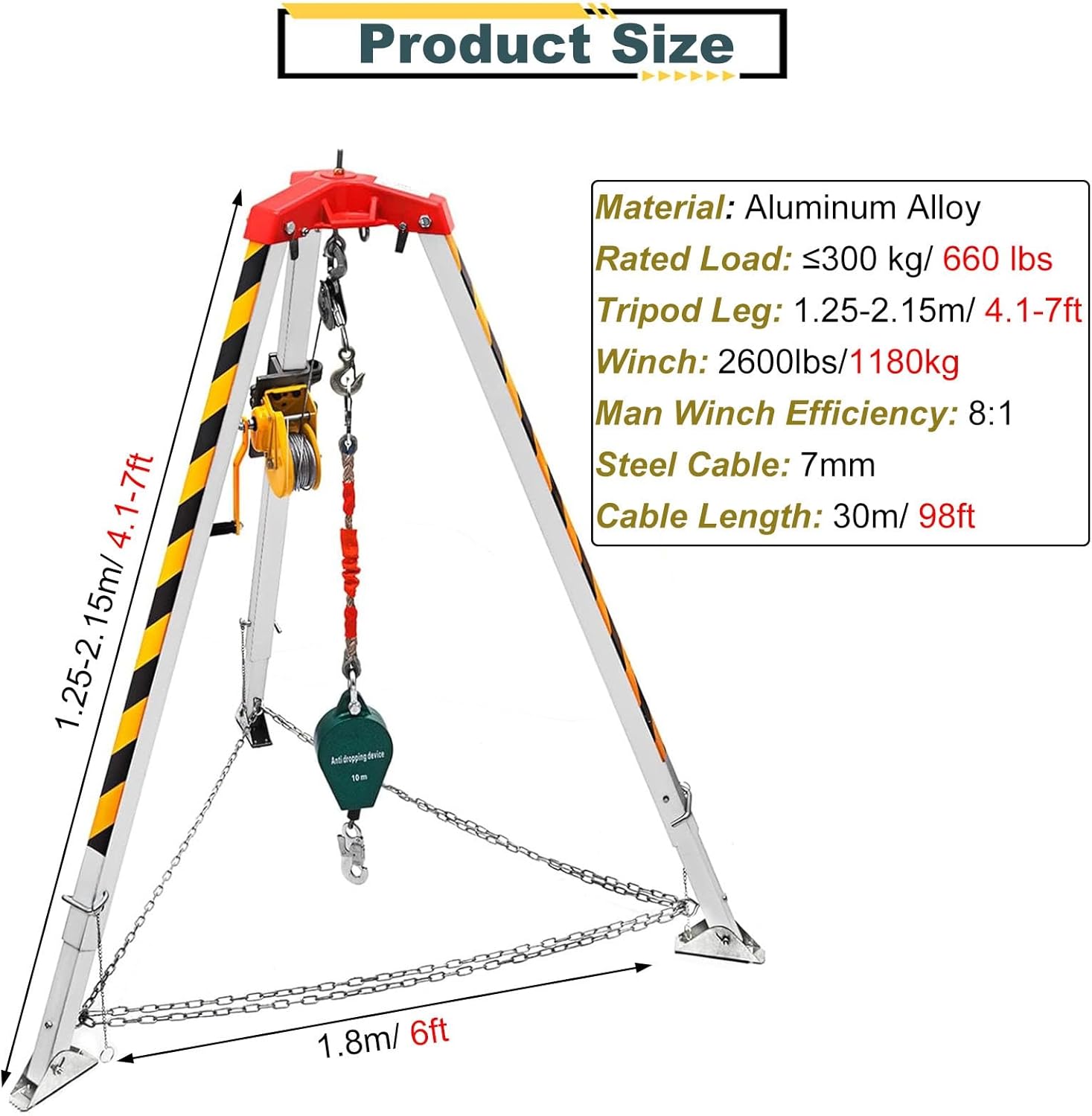 Emergency Safety Kit with Tripod WinchAdjustable Aluminum Rescue Equipment for Confined Spaces Deep Wells Fire Rescue and Emergency Response Operations