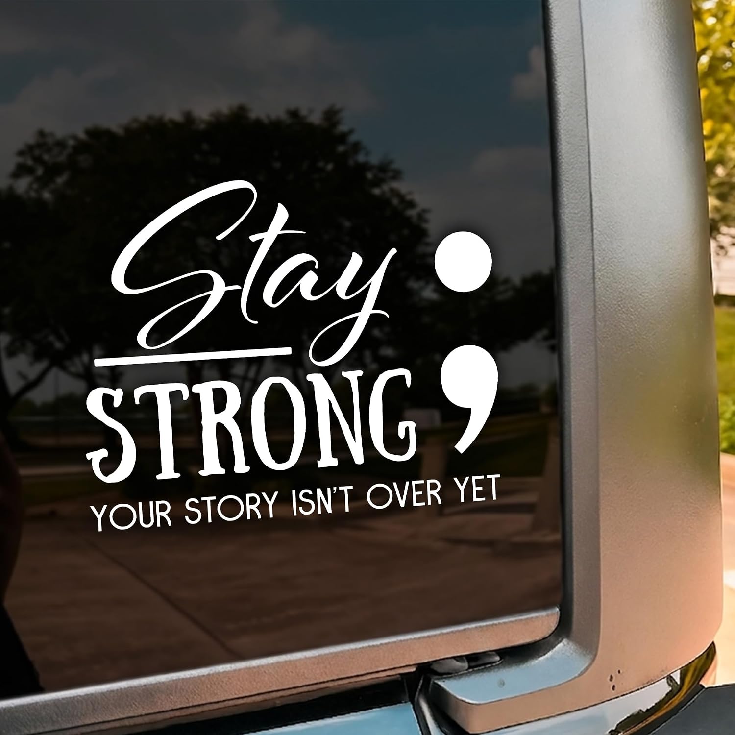 Stay Strong Your Story Isn't Over Yet Car Decal Funny Suicide Awareness, Mental Health, Decals Vinyl Waterproof 8 inch Bumper Sticker for Trucks Window, Car Accessories Decorations Gifts for Mom Dad