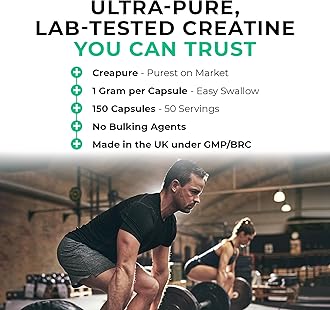 LOVE LIFE SUPPLEMENTS Creapure® Creatine Monohydrate Powder (in Capsule Form) by LLS | 150 Capsules (1 Gram per Capsule) | 30-50 Servings | - 'Clean, Effective, High Quality'
