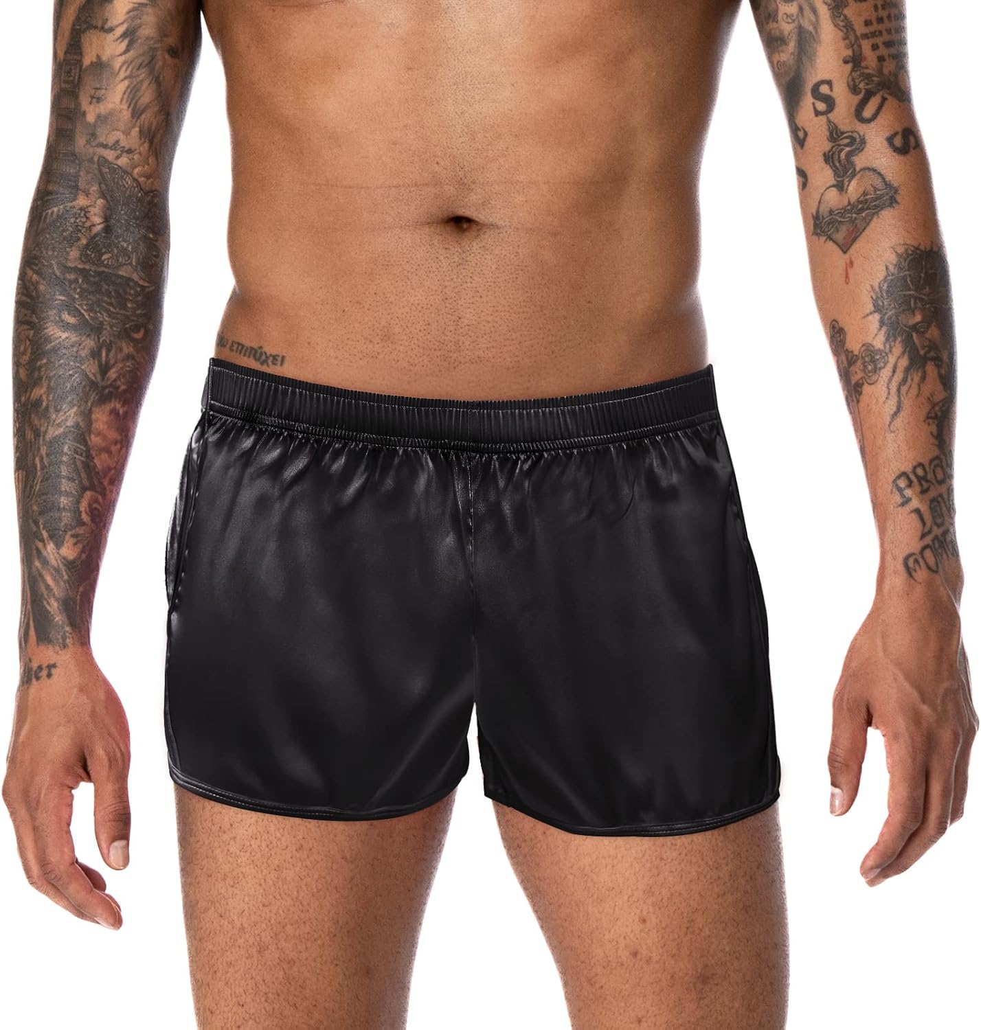 Men's 3 inch Satin Boxers Silk Satin Sleep Lounge Shorts Pajamas Bottom - Image 2