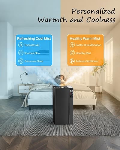 Miniatura 5 de Mifasol Humidificador de habitación grande para el hogar, 5.3 galones20 litros, humidificadores de niebla cálida y fría, humidifica rápida y