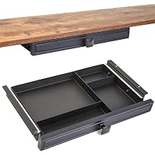 GOME Under Desk Sliding Pencil Drawer with Space Divider for Pencil and Office Accessories Storage Under Desk Drawer Tray Organizer for Sit Stand Workstation