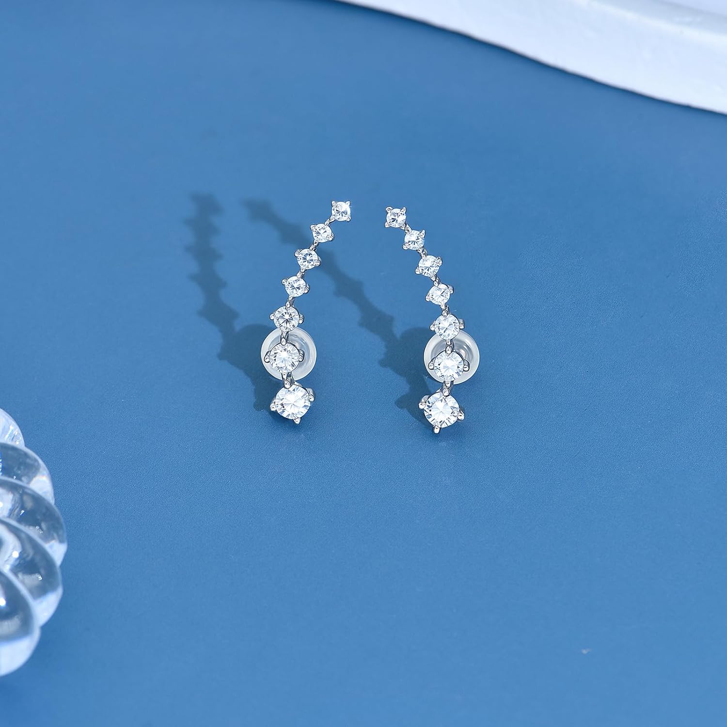 925 Sterling Silver Ear Crawler Earrings Leaf Star Heart Ear Climber Earrings Hypoallergenic Stud Earrings for Women Cartilage Jewelry - Image 4