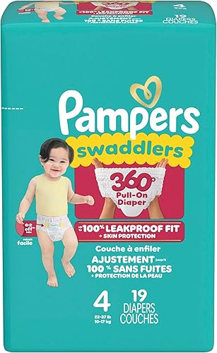 Miniatura 11 de Pampers Pañales - Pañales para envolver 360 - Tamaño 4, 19 unidades, hasta 100% a prueba de fugas, cómodo ajuste seco, diseñado para cambios