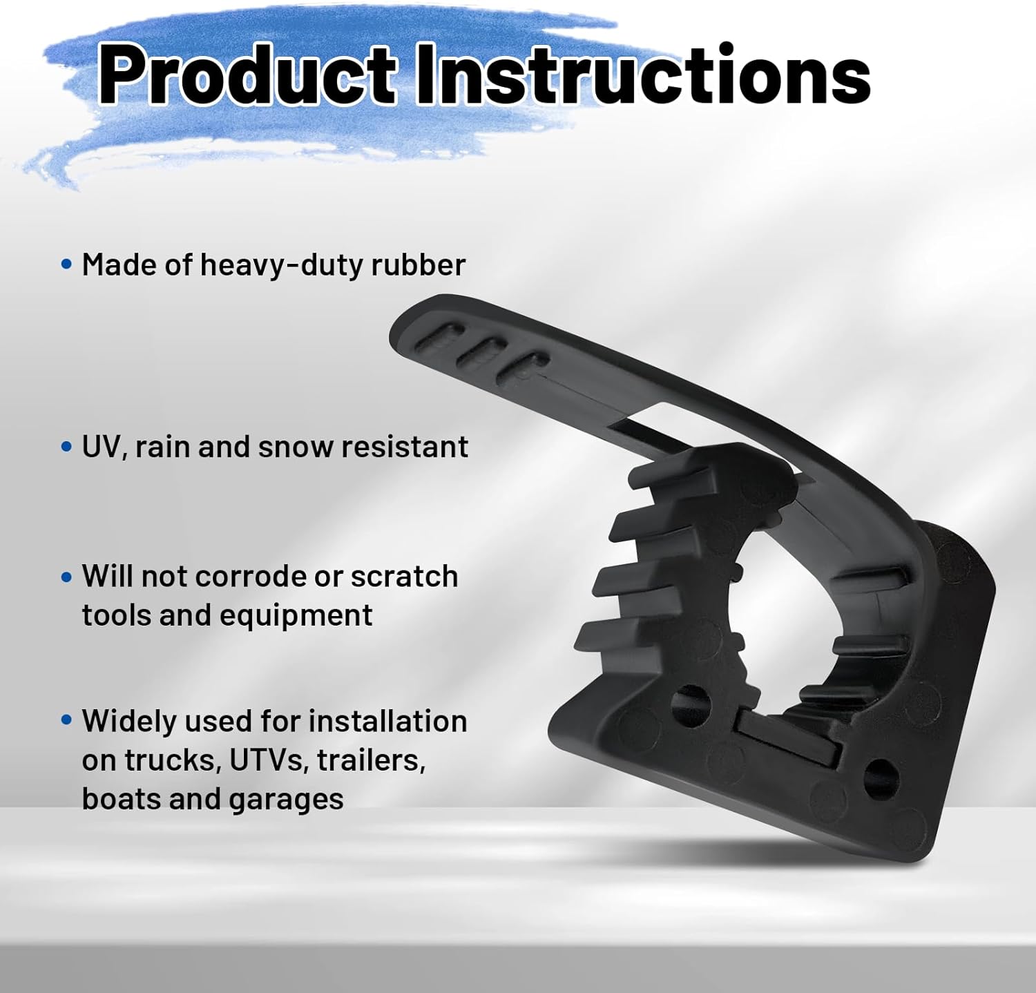 ROBLOCK Quick Release Rubber Clamp Mounts, 4-Pack Adjustable shovel clamp mount, Rubber Tool Handle Bracket for 0.8" to 1.2" Diameter, Universal Garage Storage, RV, Boat, ATV, and Any Wall