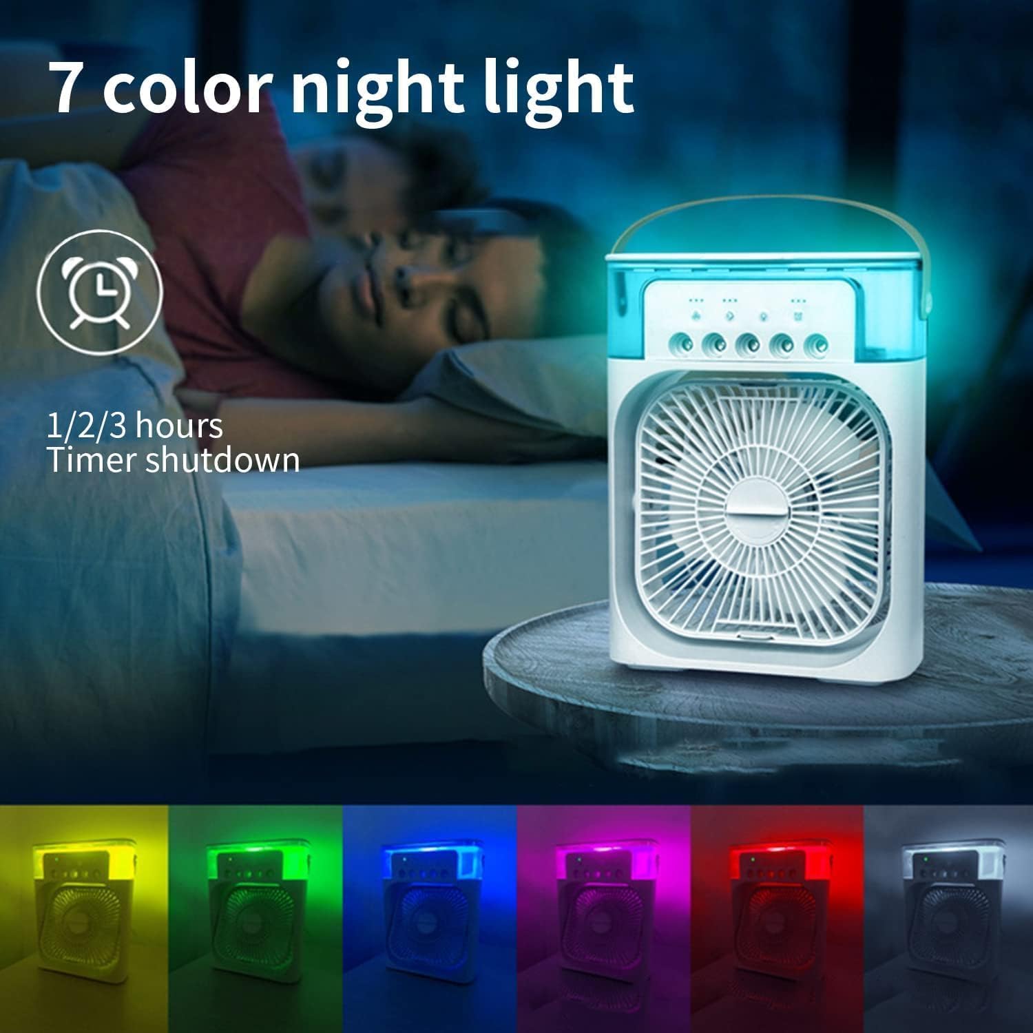ragbare Klimaanlage Fan, 4 in 1 Personal Mini Cooling Fan mit Wassernebel Spray, 3 Geschwindigkeiten Verdunstungsluft Kühler Wasser Fan Spray Nebel Tischventilator (Black, JSFX)