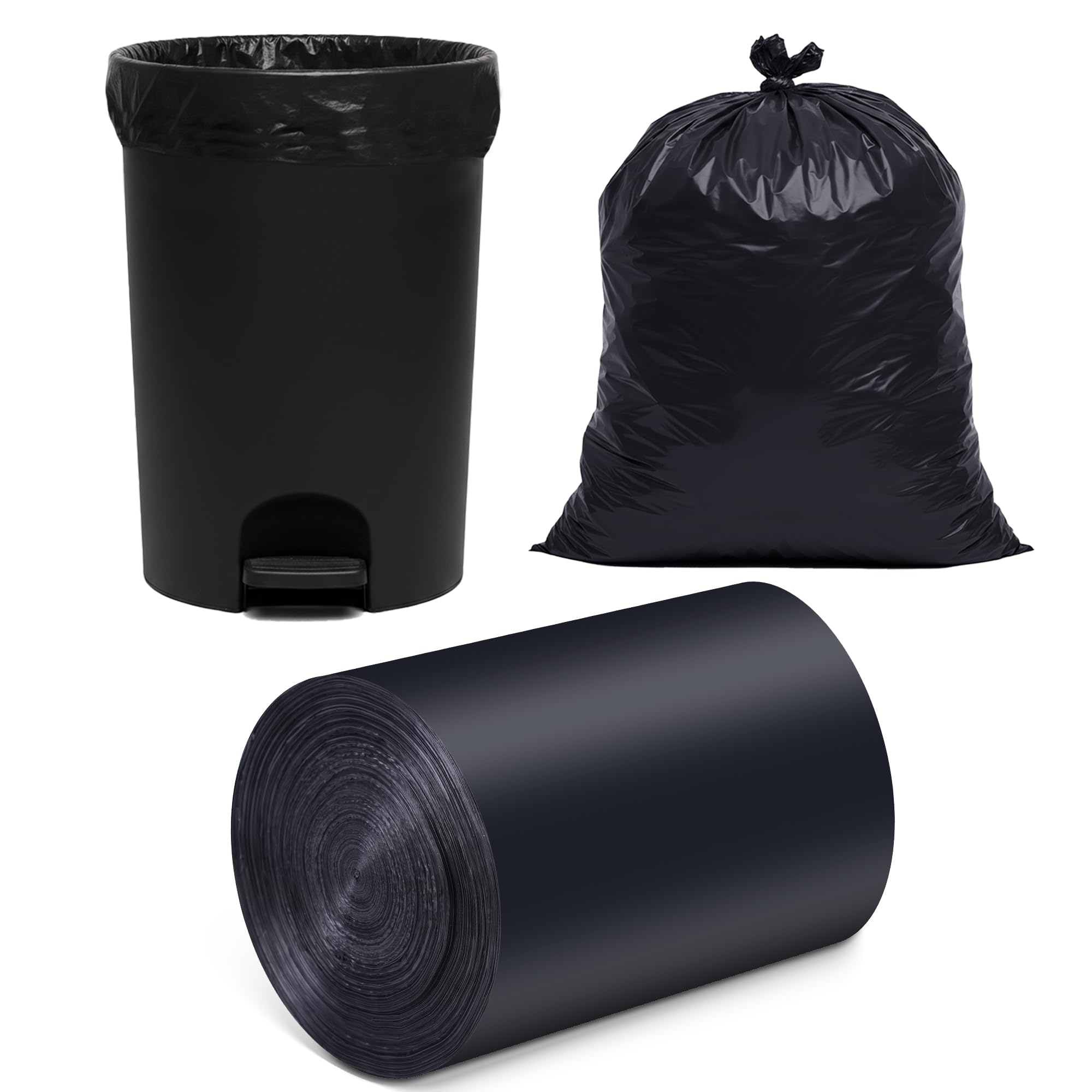 O2frepak 13 Gallon Multipurpose Tear-Resistant Trash Bags,Heavy Duty,Tastless and Black Garbage Bags (100 Count,60x80cm)