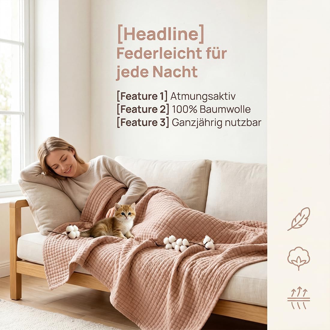 Sanfte Musselindecke 150x200 cm aus 100% Baumwolle, Leichte Musselin Decke Erwachsene für Sommer - Atmungsaktive Kuscheldecke & Tagesdecke für Sofa, Couch und Bett (Frisches Grün,150×200 cm)