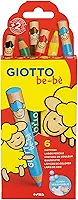 GIOTTO BEBE Lápis de Cor Jumbo Estojo com 6 Cores + 1 Apontador, Aquarelável