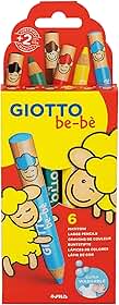 GIOTTO BEBE Lápis de Cor Jumbo Estojo com 6 Cores + 1 Apontador, Aquarelável