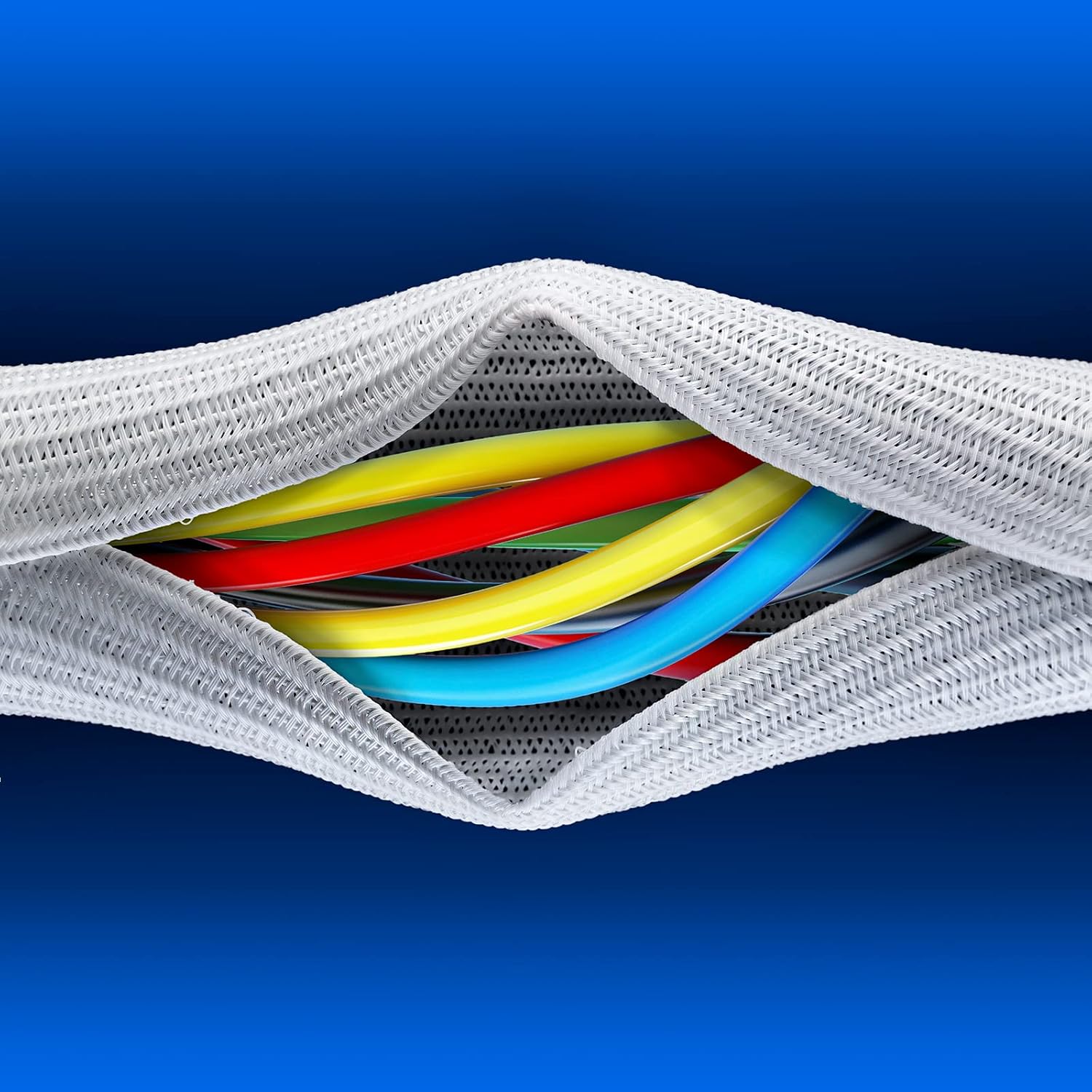 Cable Management Wire Loom 25ft -1 inch, Cable Sleeve Split Tubing, Cord Covers for Wires on Floor, Cord Protectors from Pets Chewing Cables, White
