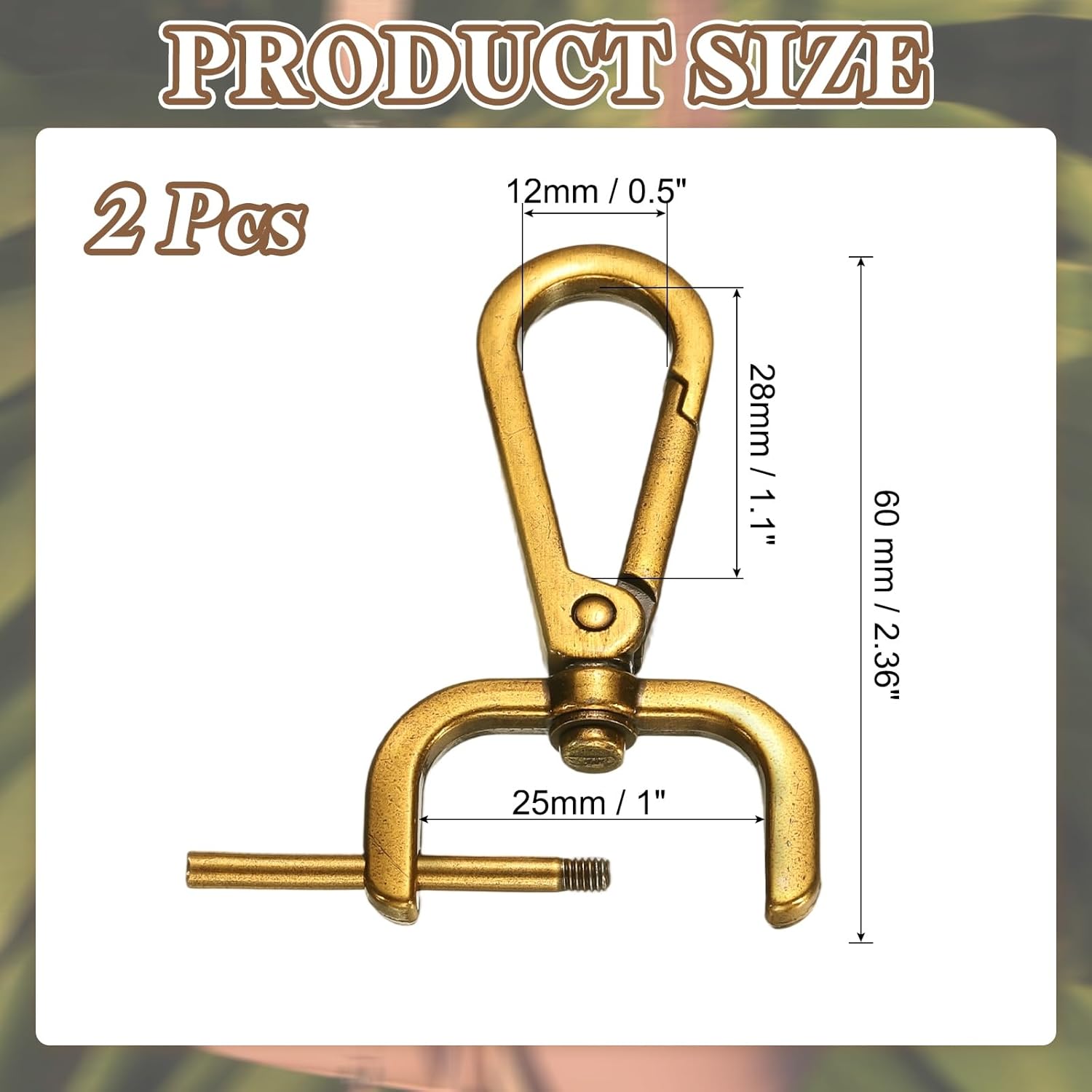 PATIKIL 1 Inch Swivel Clasp Hooks, 2 Pcs Detachable Snap Hook Swivel Lobster Claw Clasps with Screw Bar for Bag Strap Purse Lanyard DIY Craft Hardware, Gold - Image 2