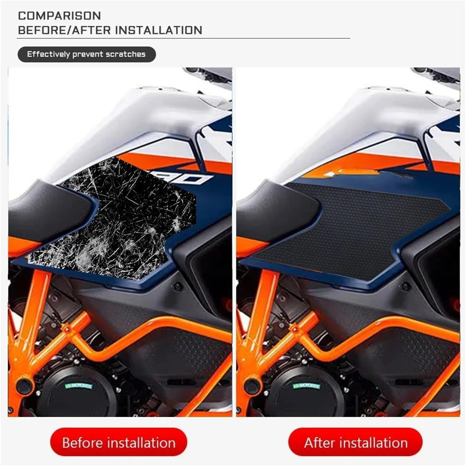 Adatto per KTN 1390 SUPER ADV Serbatoio protettore Pad Gas Ginocchio Grip trazione laterale Tappetino serbatoio carburante moto protezione forcella