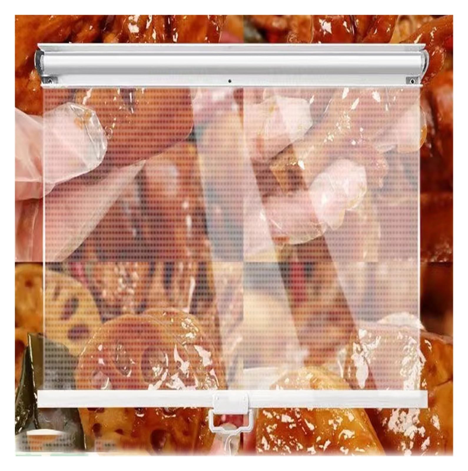 Tende avvolgibili per frigorifero, poroso e traspirante in plastica per la conservazione degli alimenti, tende trasparenti in PVC con raccordo(W145xH240cm)
