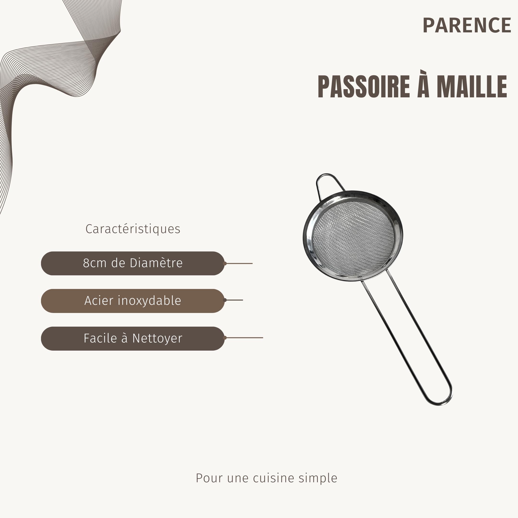Passoire à Maille Fine en Acier Inoxydable - Tamis de Cuisine 8cm - Outil pour Cuisson et Pâtisserie