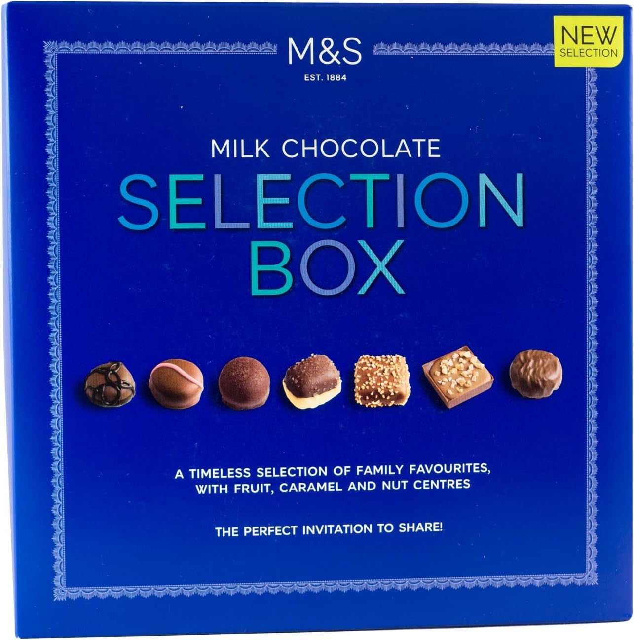 Marks Spencer Milk Chocolate Selection Box 320g Timeless Selection Of Family Favourites With Fruit Caramel And Nut Centres Amazon Co Uk Grocery
