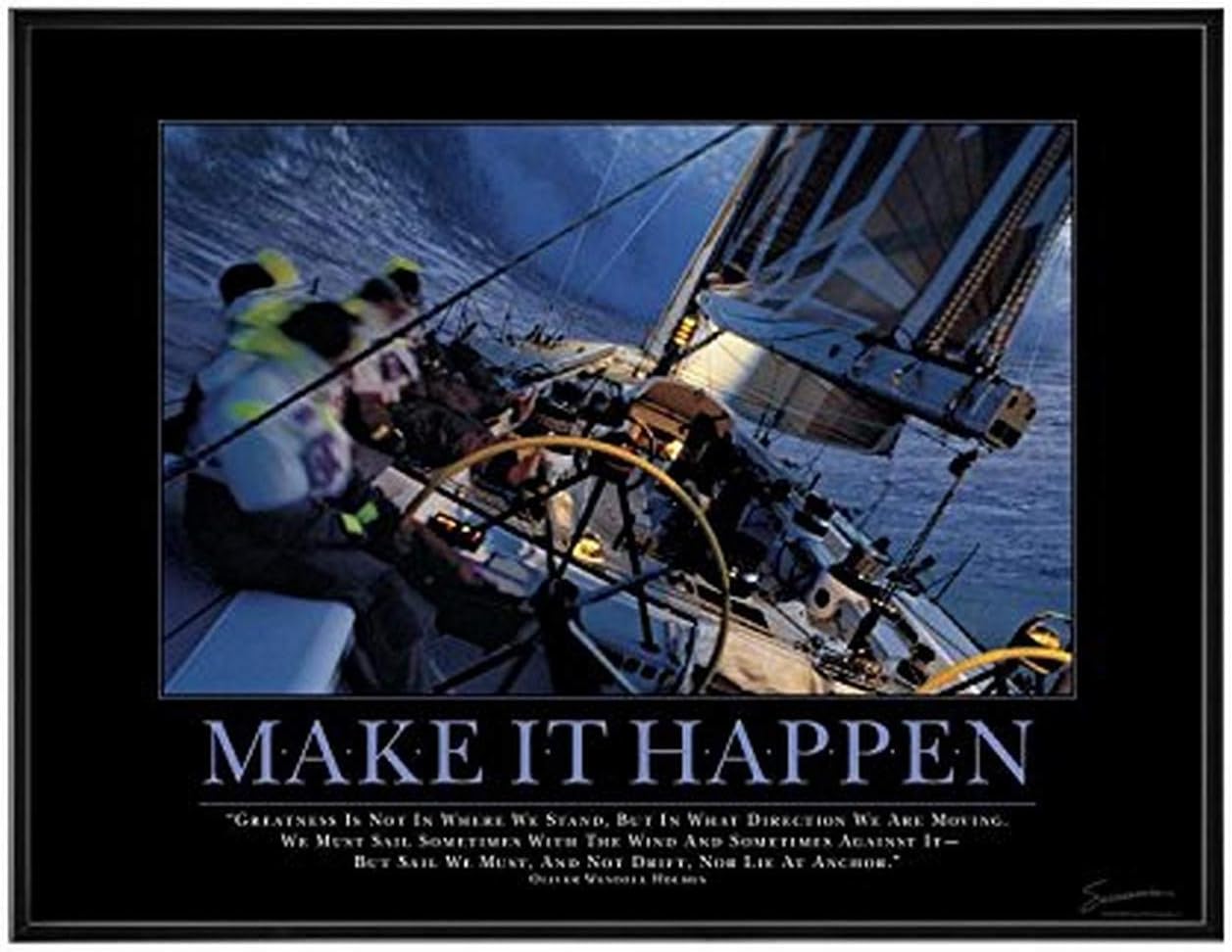 Successories 25 in. Black Aluminum Frame-Make It Happen Sailboat Mini Motivational Poster